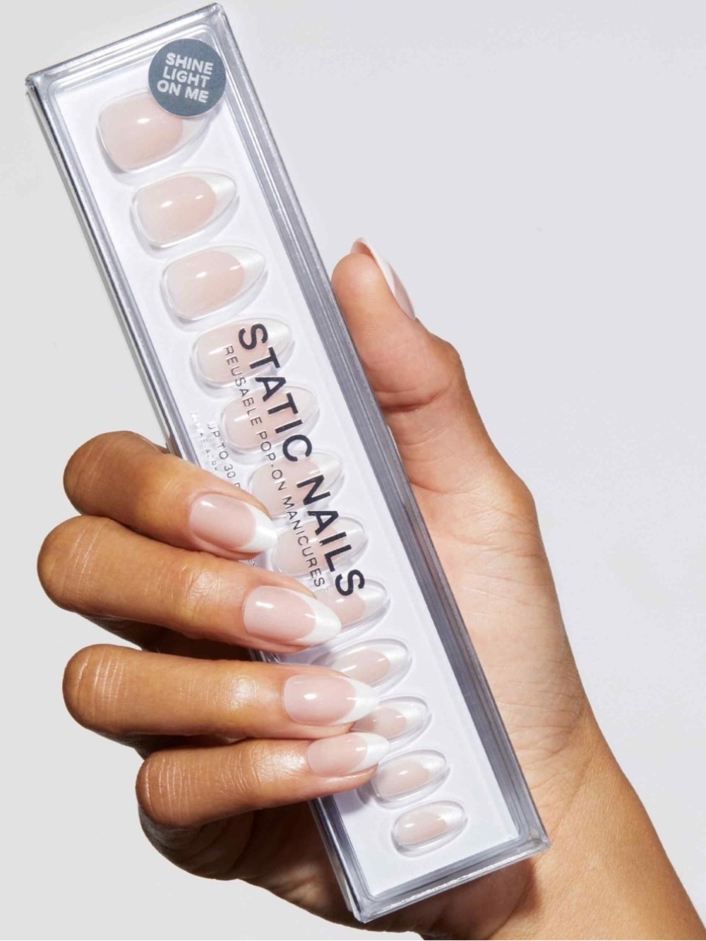 Static Nails Classic French Press-On Set — Nude & White